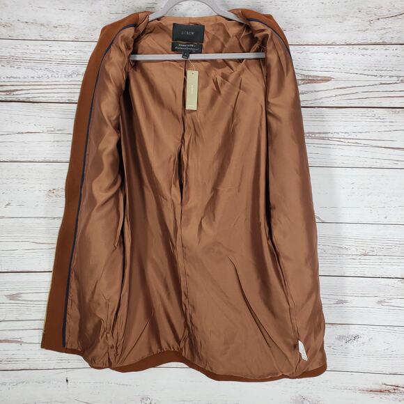 J.Crew New Women's Brown Italian Double Cloth WoolBlend Full Zip Coat Size2 - Picture 4 of 14